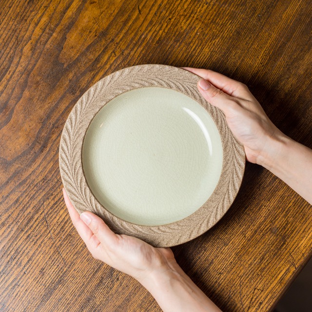 ロリエ リムプレート大 EMU/gr（パスタ皿・7寸皿）／祐山窯（正陶苑）