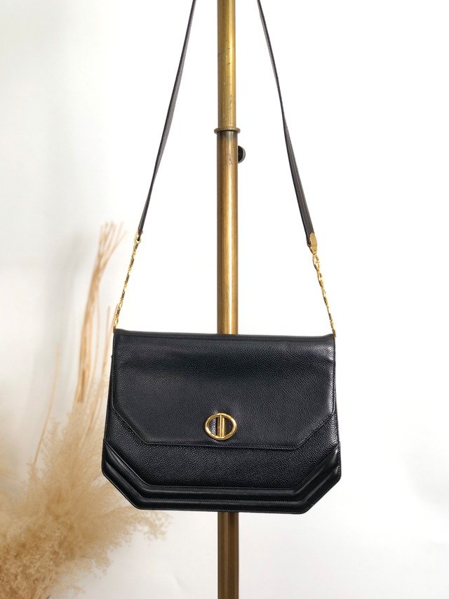 Christian Dior クリスチャン ディオール ショルダーバッグ ブラック CDロゴ レザー チェーン vintage ヴィンテージ オールド n5ndi6