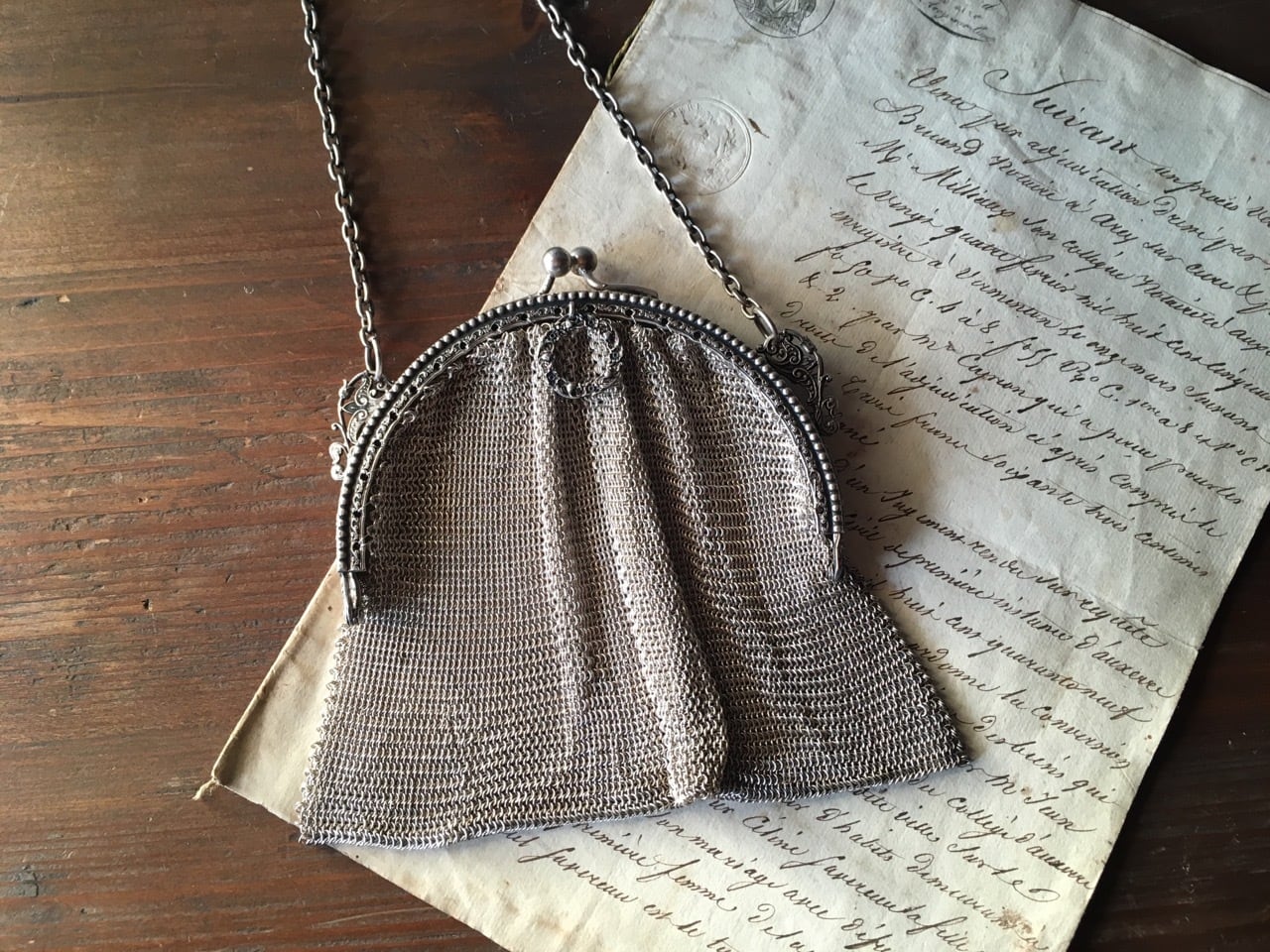 フランスアンティーク シャトレーン バッグ