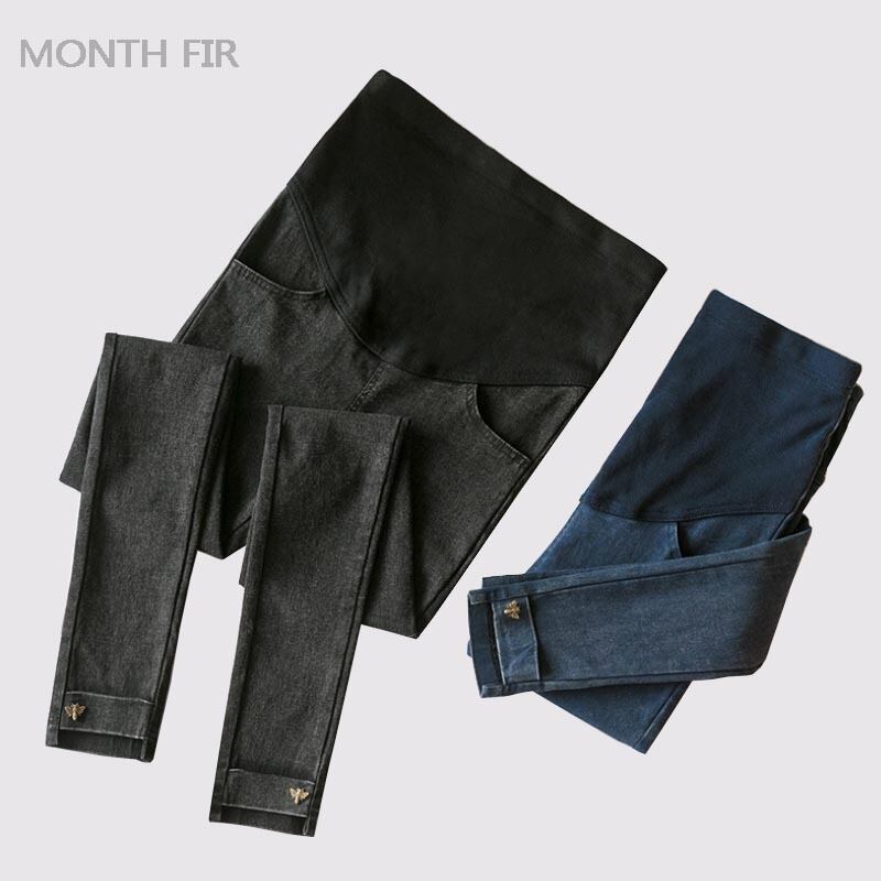 【新作】【送料無料】 マタニティウェアデニムジーンズパンツ妊婦服伸縮性ウエストマタニティレギンスロパプレママ春 エラスティック スプリング 春物 expec588945592329