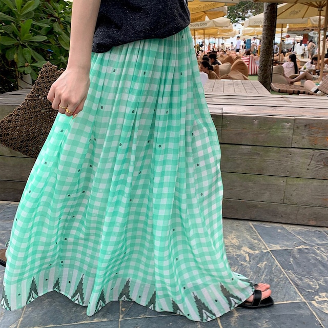 Green check skirt　M2958