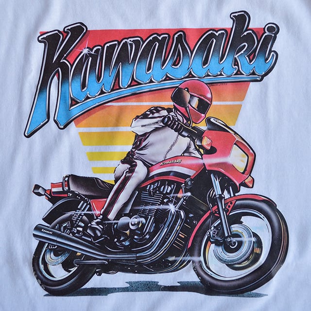 80s カワサキ(KAWASAKI) バイク柄リンガーTシャツ ROACH USA製 デッドストック | NY OLDIES powered by  BASE