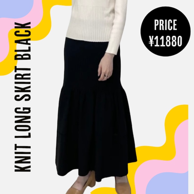 Knit long skirt black