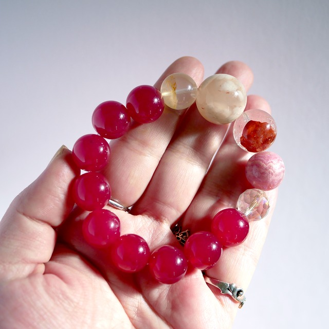 桜瑪瑙花形 炙る ブレスレット チェリーブロッサムアゲート 桜瑪瑙花形 炙る ブレスレット チェリーブロッサムアゲート