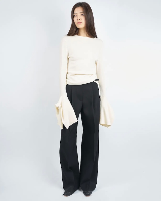 【HARUNOBUMURATA】  IZU – DRAPE CUFFS SMOOTH KNIT TOP –