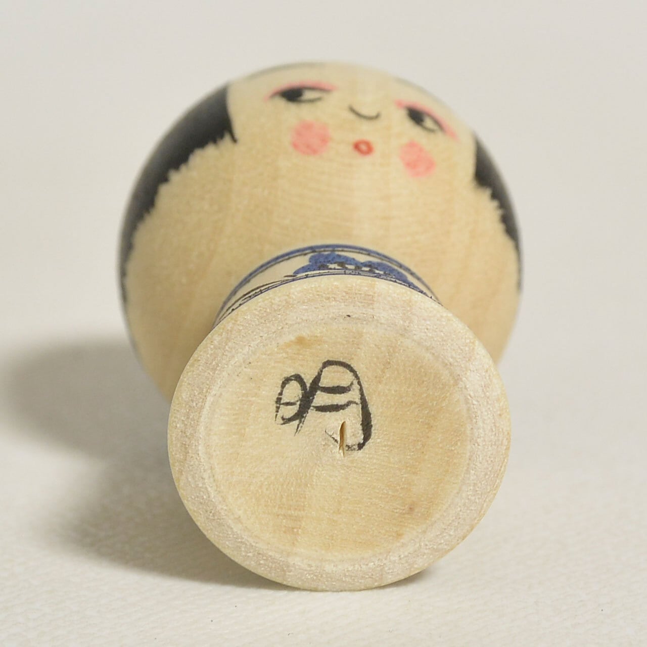青の小寸こけし（ミニこけし） 約1.5寸 約4.5cm 鈴木明 工人（作並系