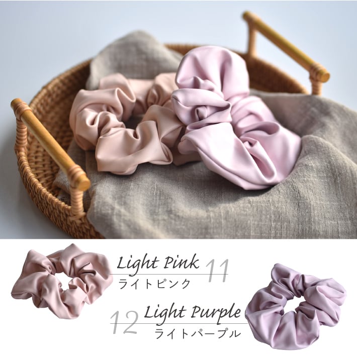 シュシュ フェイクレザー 無地 大人 シンプル 髪飾り ヘア