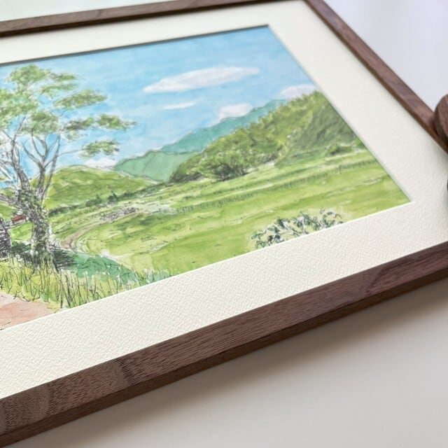 絵画 油絵 油彩画 風景画 額縁　額装 フレーム アンティーク アンティーク】額縁 額装 絵画 大きめ 木枠 風景画 草木 山 川 田舎