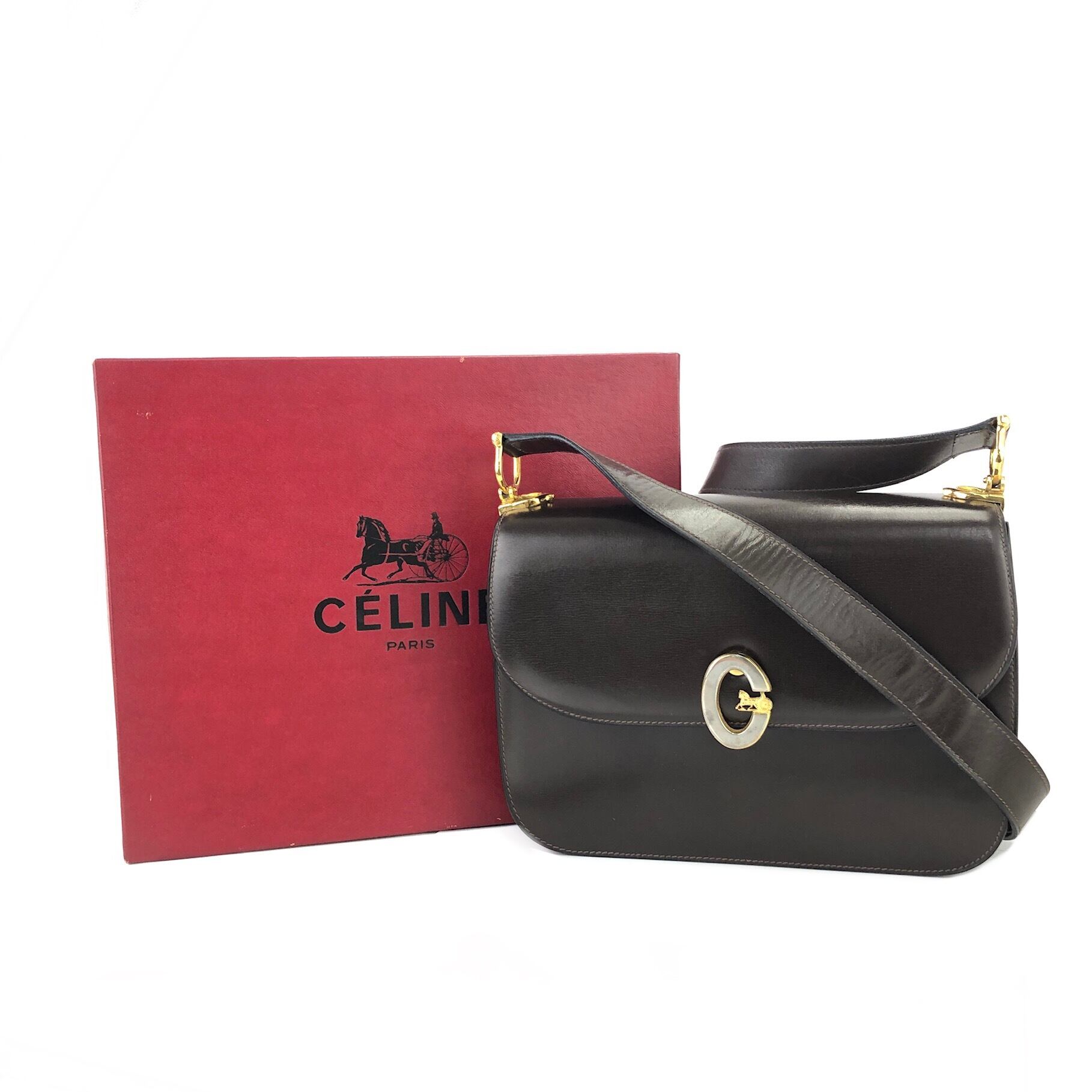 CELINE セリーヌ ホースキャリッジ 馬車 レザー ショルダーバッグ