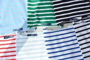 セントジェームス SAINT JAMES 薄手ボーダーシャツ半袖(PIRIAC)GREEN/NEIGE T1