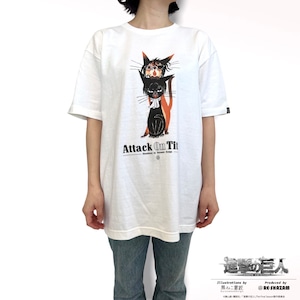 第1弾〈進撃の巨人〉リヴァイ猫&ハンジ猫 Tシャツ (Illustrations by 黒ねこ意匠)