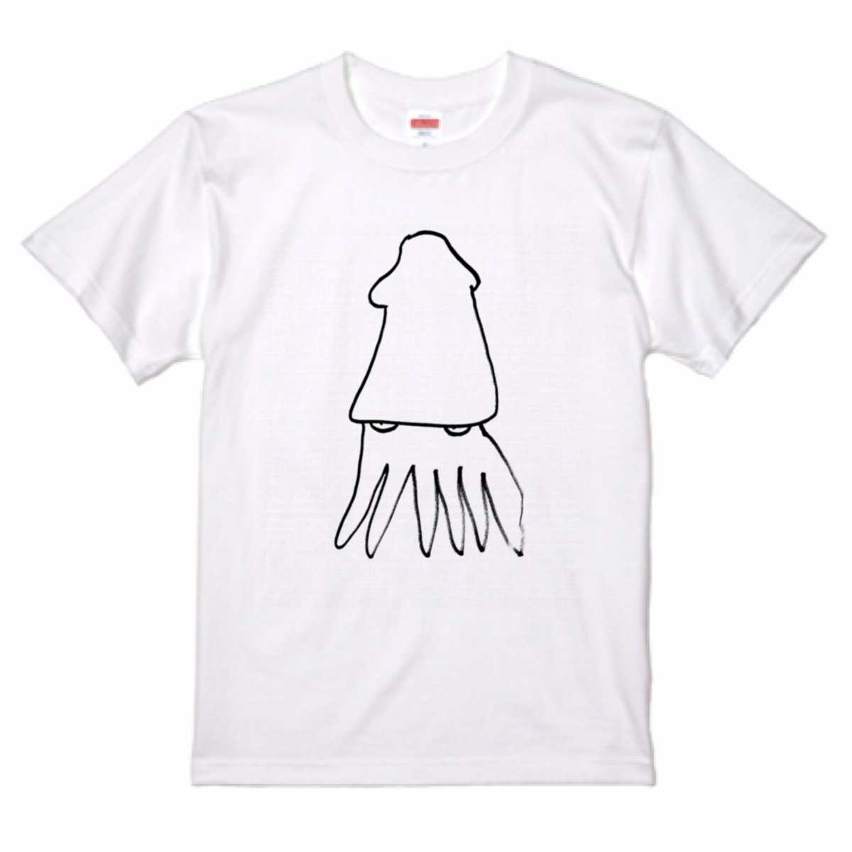 手書きシリーズ Tシャツ「イカ」 カラー：ホワイト 白 サイズ：S M L ...