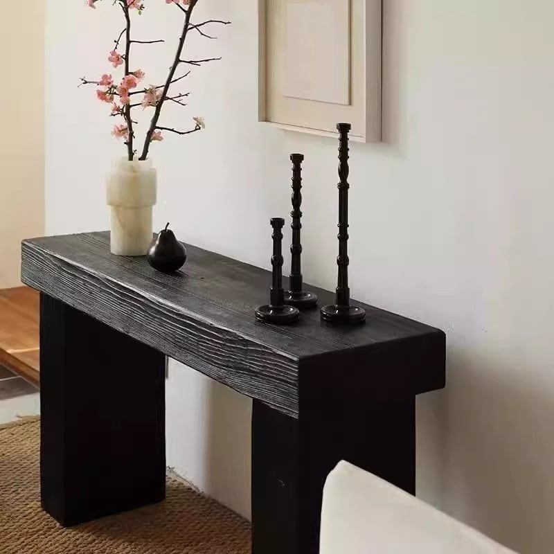 コンソール テーブル ナチュラル 趣深い 木製 おしゃれ かわいい インテリア 北欧 ホテル ライク エントランス ディスプレイ テーブル 黒 ブラック