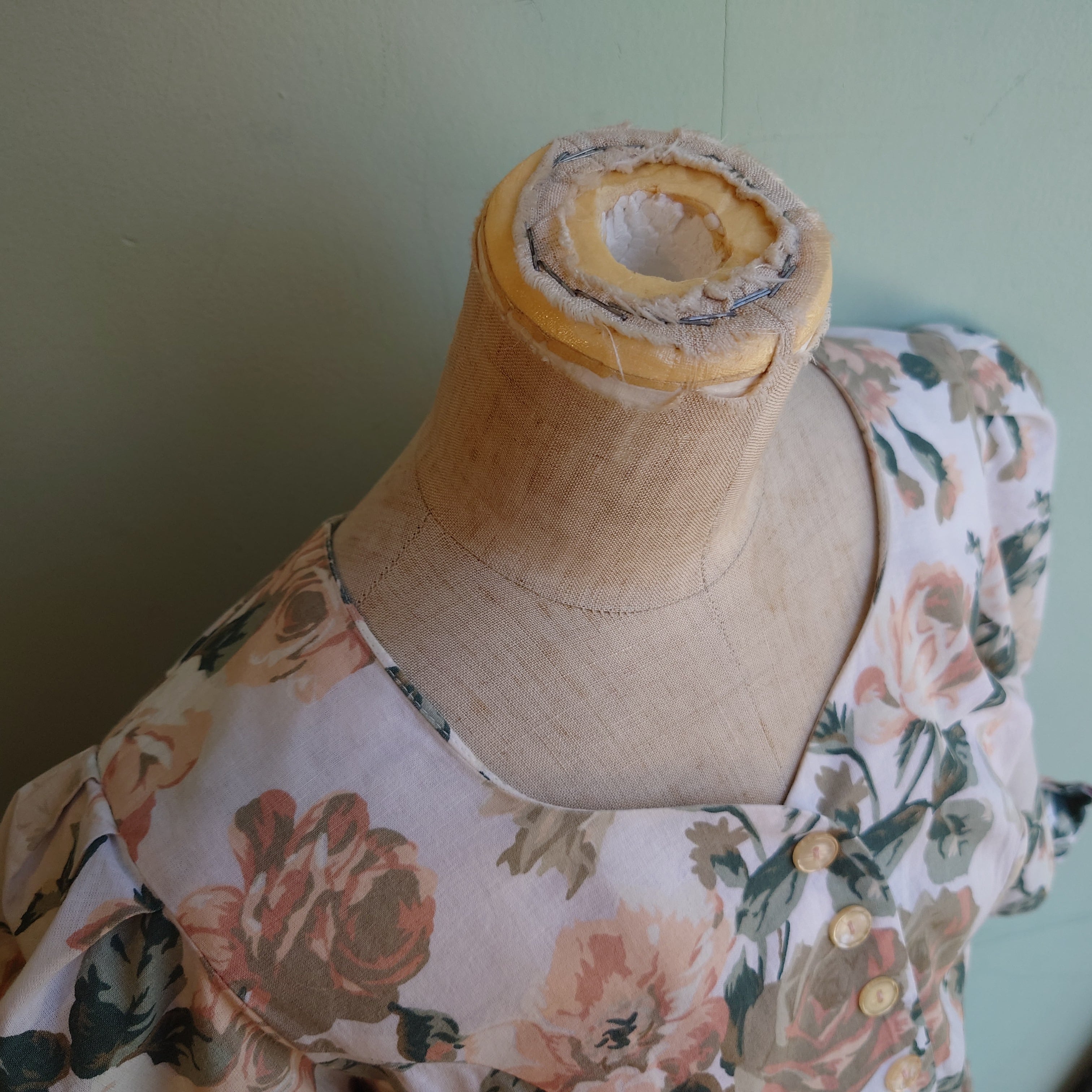S.L. Fashions 80s vintage 花柄 ヴィンテージドレス パフスリーブ