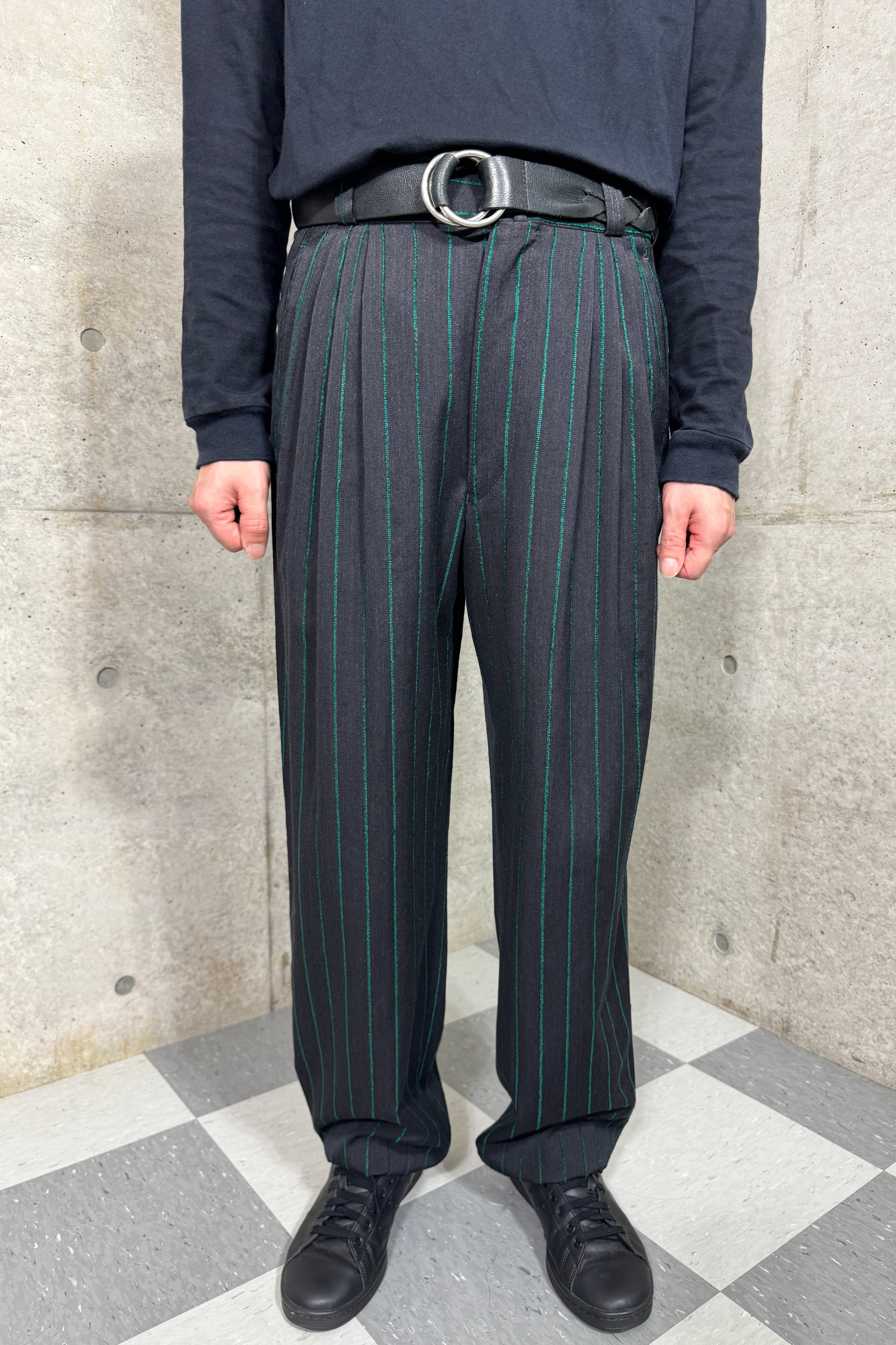 "GIANNI VERSACE" stripe wide slacks