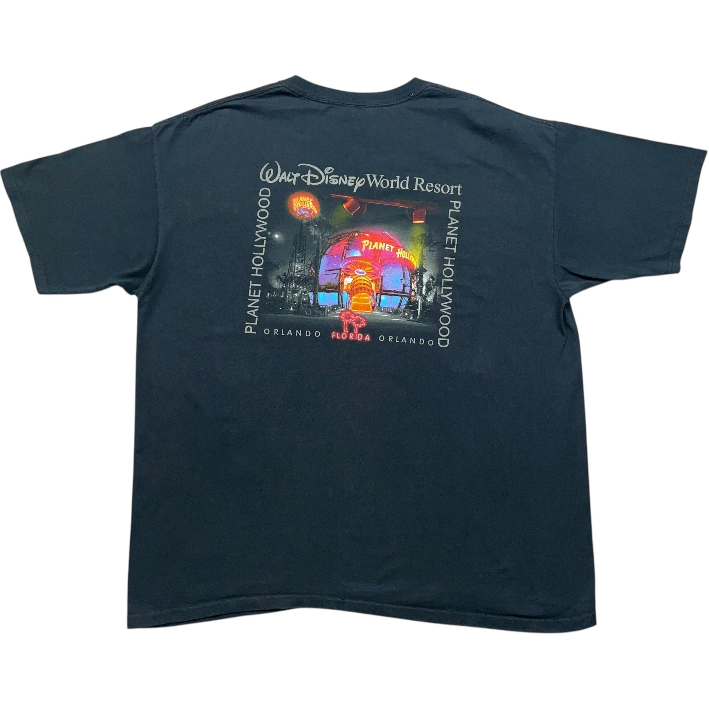 《XXL》PLANET HOLLYWOOD Disney ディズニー Tシャツ 両面プリント ディズニーワールド フロリダ ブラック no.7638