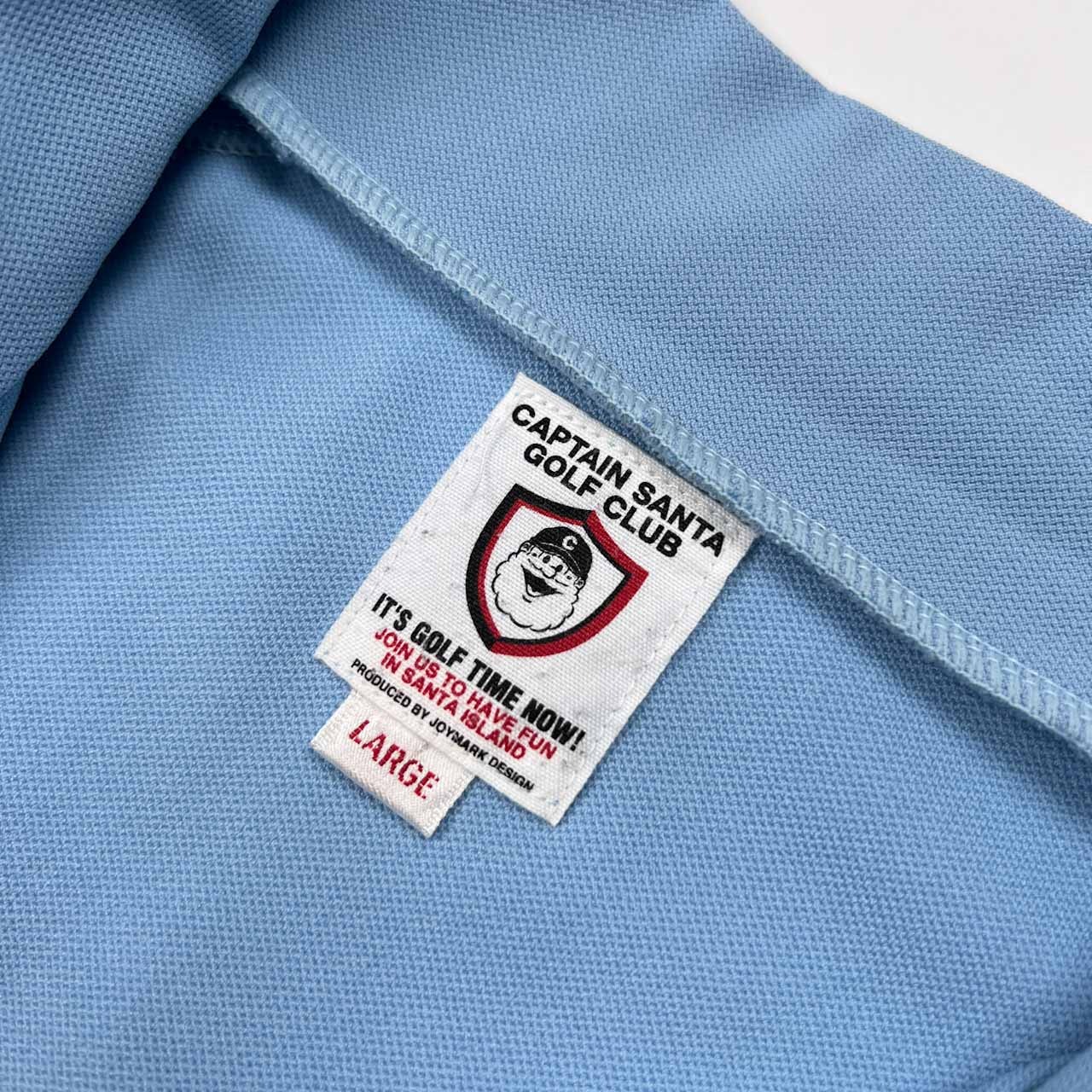 CAPTAIN SANTA キャプテンサンタ GOLF CLUB プリント ハーフジップ ストレッチ 半袖 シャツ サイズ L /水色系/ゴルフ