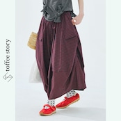【2pattern】丸みシルエットの赤チェック柄スカート 《i0672》