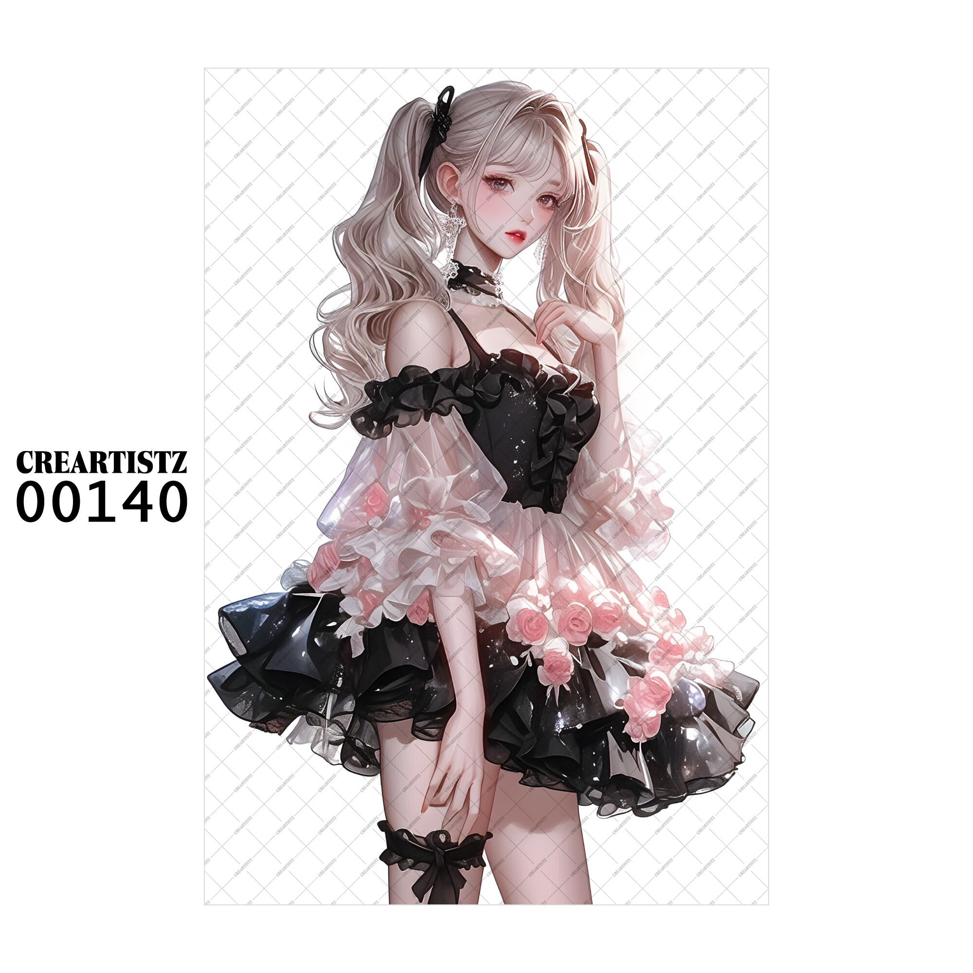 00140 ガール キュート オリジナル ペーパー/ステッカー 4枚セット CREARTISTZ