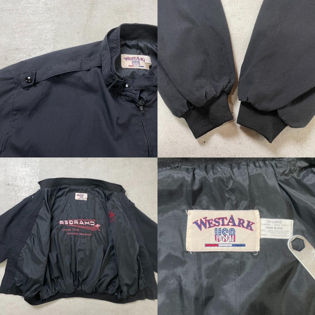 vintageスイングトップジャケット90sブラック企業系USA製G9型古着刺繍 90's Swingster スイングスター USA製 アメリカ製 スイングトップ 黒