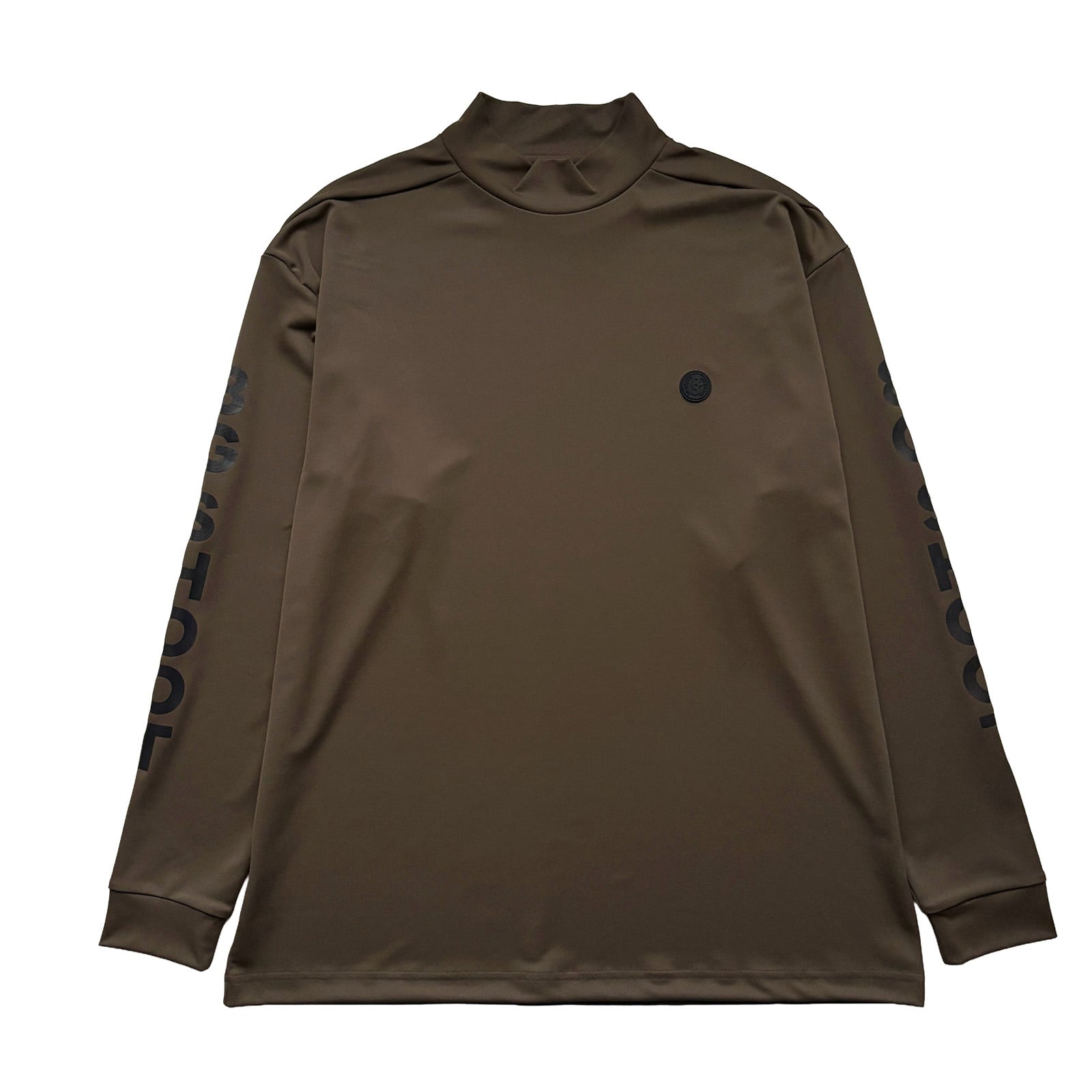 SLEEVE LOGO L/S MOCK NECK SHIRT -KHAKI-