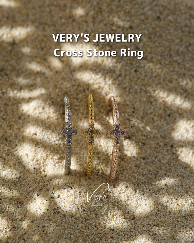 《刻印可能》Cz Cross Stone Ring 316L【Very's Jewelry】