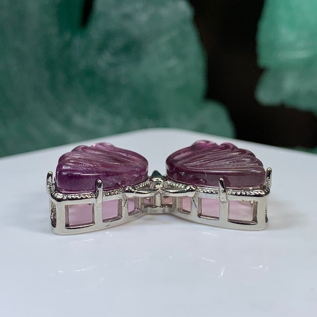 11.フローライト蝶々・横貫通穴☆パーツ