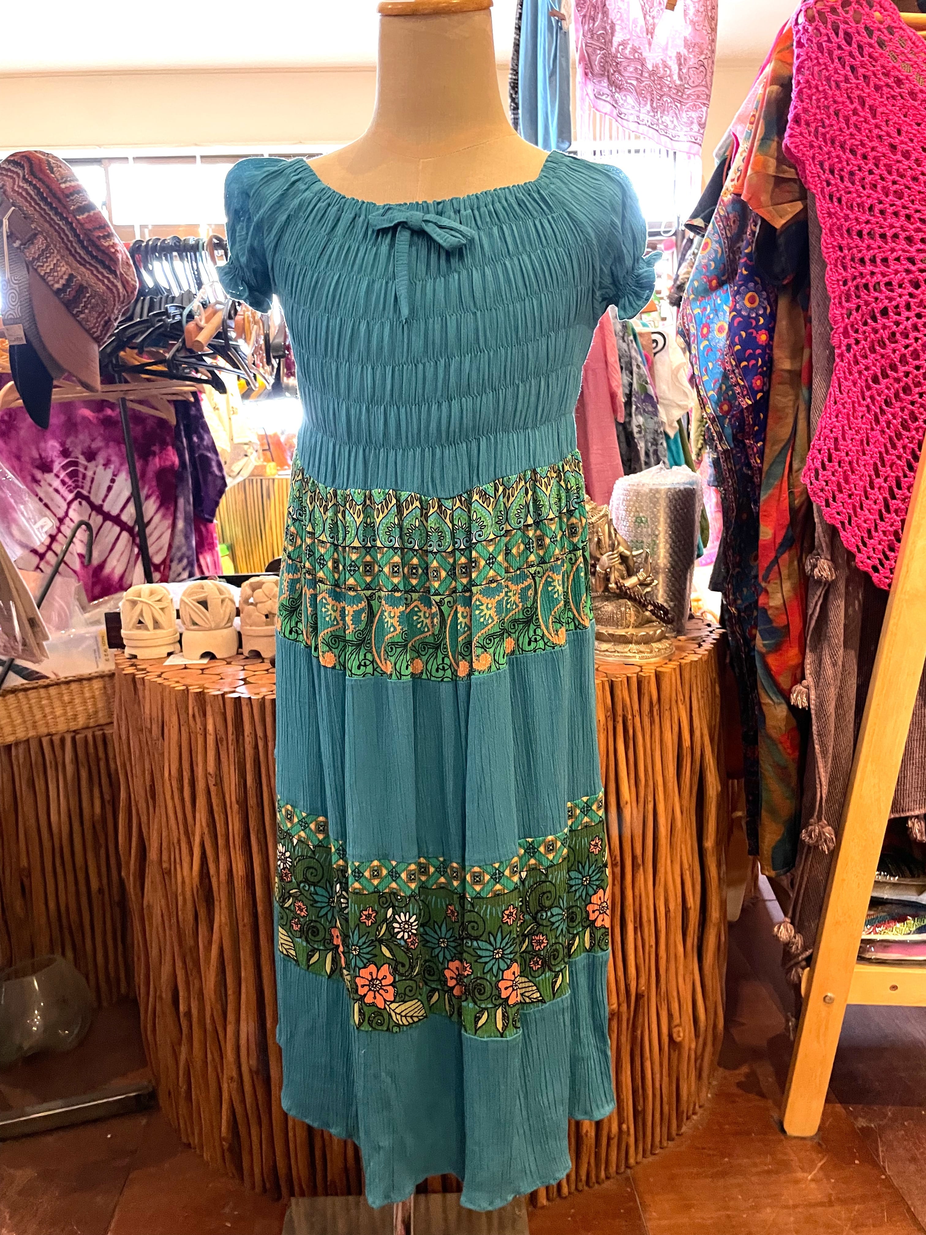 キッズワンピース キッズスカート チュニック 子供服 子供ワンピース ワンピース タイダイ パフスリーブワンピース リゾートワンピース キッズエスニックファッション エスニックファッション エスニック アジアン ワインレッド *アジアン雑貨No.12 L