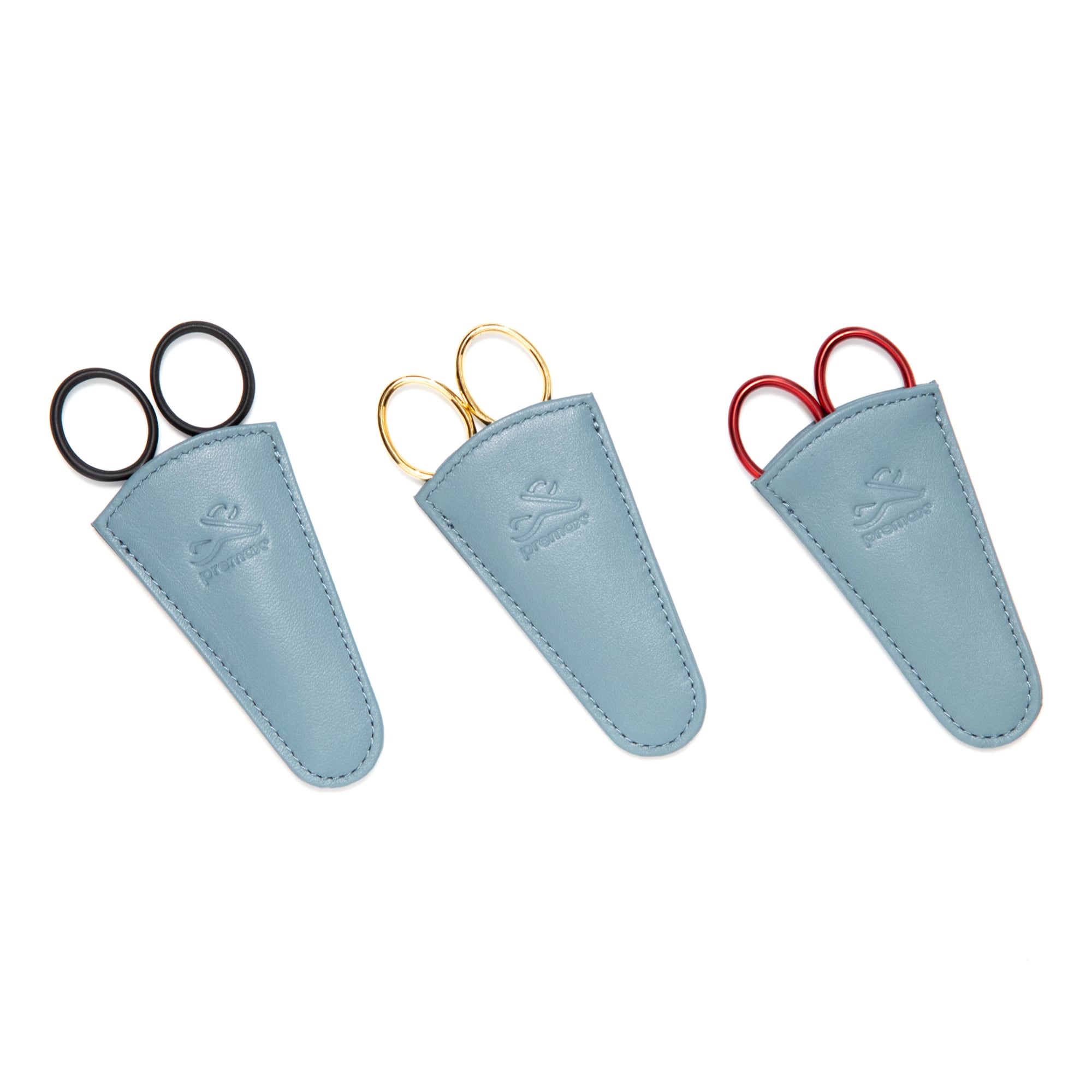 レザー 刺繍はさみケース｜ブルーグレーS | Net store アンナとラパン