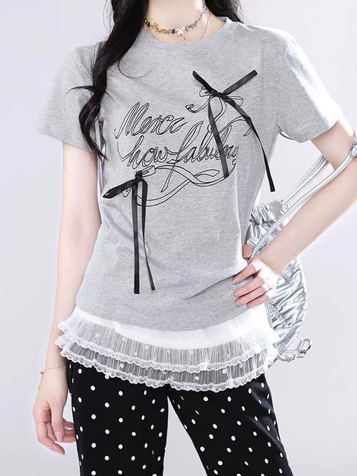 フロントリボンハンドライティングロゴＴシャツ.1945