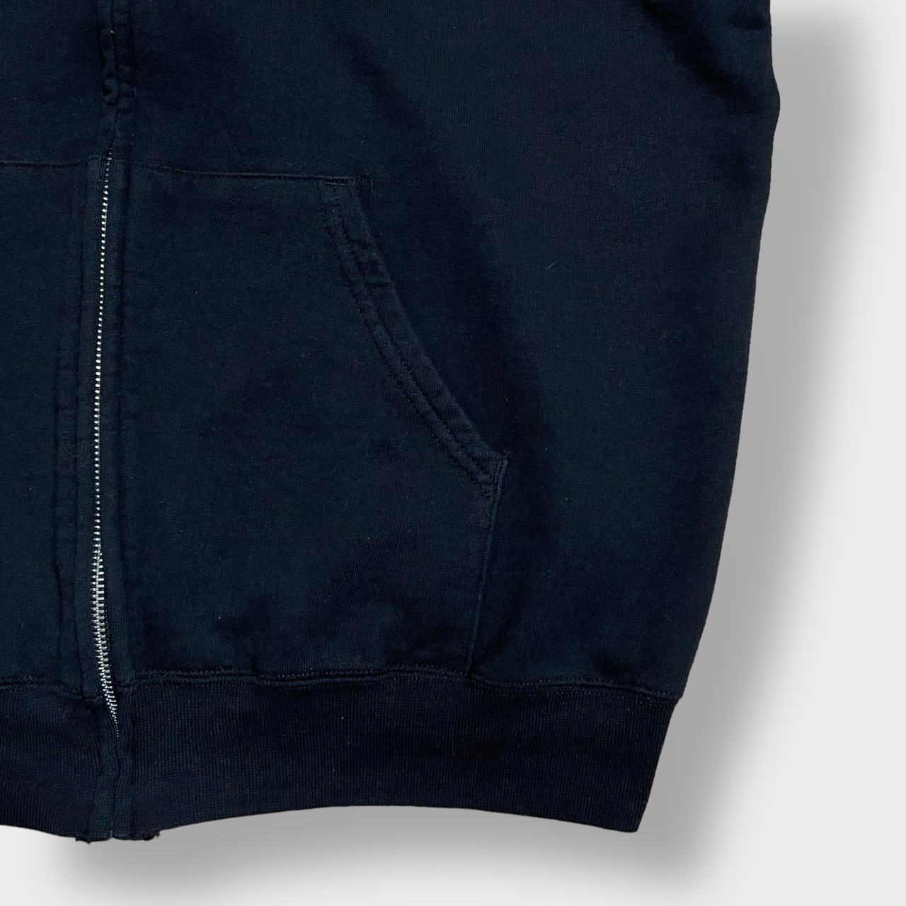 Champion 企業系 スウェット ジップアップ フルジップ パーカー ワンポイントロゴ バックプリント フーディー M 黒 チャンピオン us古着