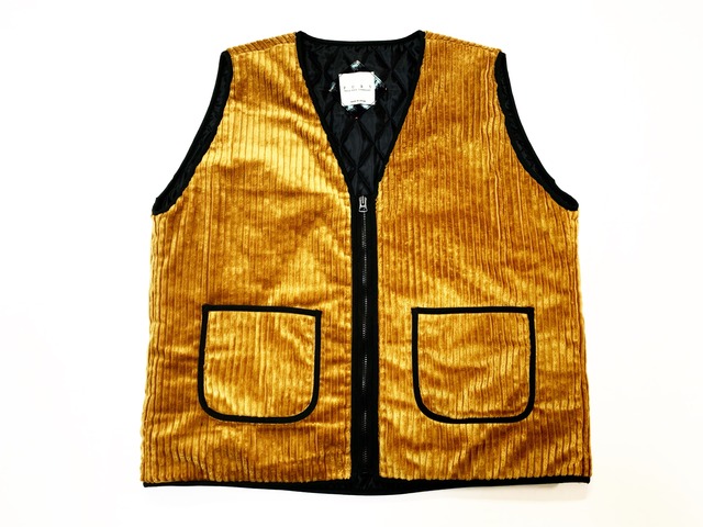 20AW 太畝コール天パイピングジッパーベスト / Wide wale piping zipper vest