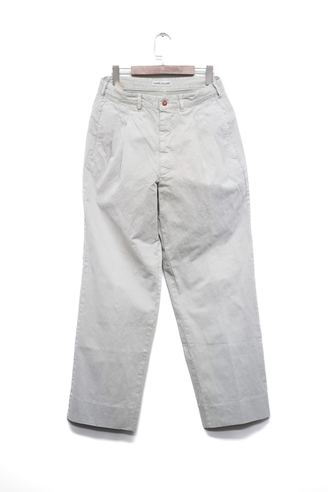 90's "STONE ISLAND" Garment Dyed Cotton Nylon 2-Tuck Trousers (Design by Massimo Osti)