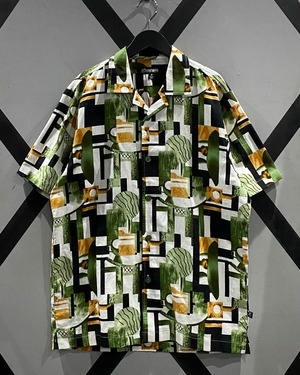 【X VINTAGE】“Dead Stock” “STACY ADAMS” Artistic Pattern S/S Open Collar Shirt