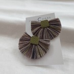 播州織タテ糸ピアス「扇」（ブラウン×カーキ）／CUORE