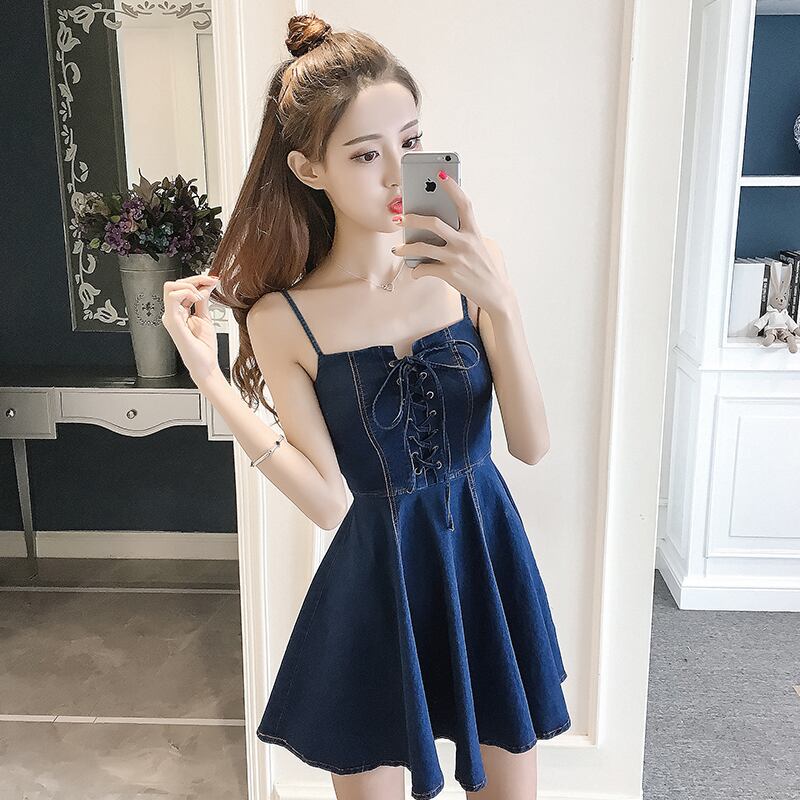 スタイルアップ カジュアル デニム キャミソール ワンピース レトロドレス レディース キャミワンピ ミニ丈 ノースリーブ ダークブルー 青 無地 編み上げリボン ハイウエスト Aラインスカート 脚長効果 体型カバー ゆるカジ Cute エロカワ セクシー モテ 男ウケ デート服 スタイルアップ カジュアル デニム キャミソール ワンピース レトロドレス レディース キャミワンピ ミニ丈 ノースリーブ ダークブルー 青 無地 編み上げリボン ハイウエスト Aラインスカート 脚長効果 体型カバー ゆるカジ Cute エロカワ セクシー モテ 男ウケ デート服