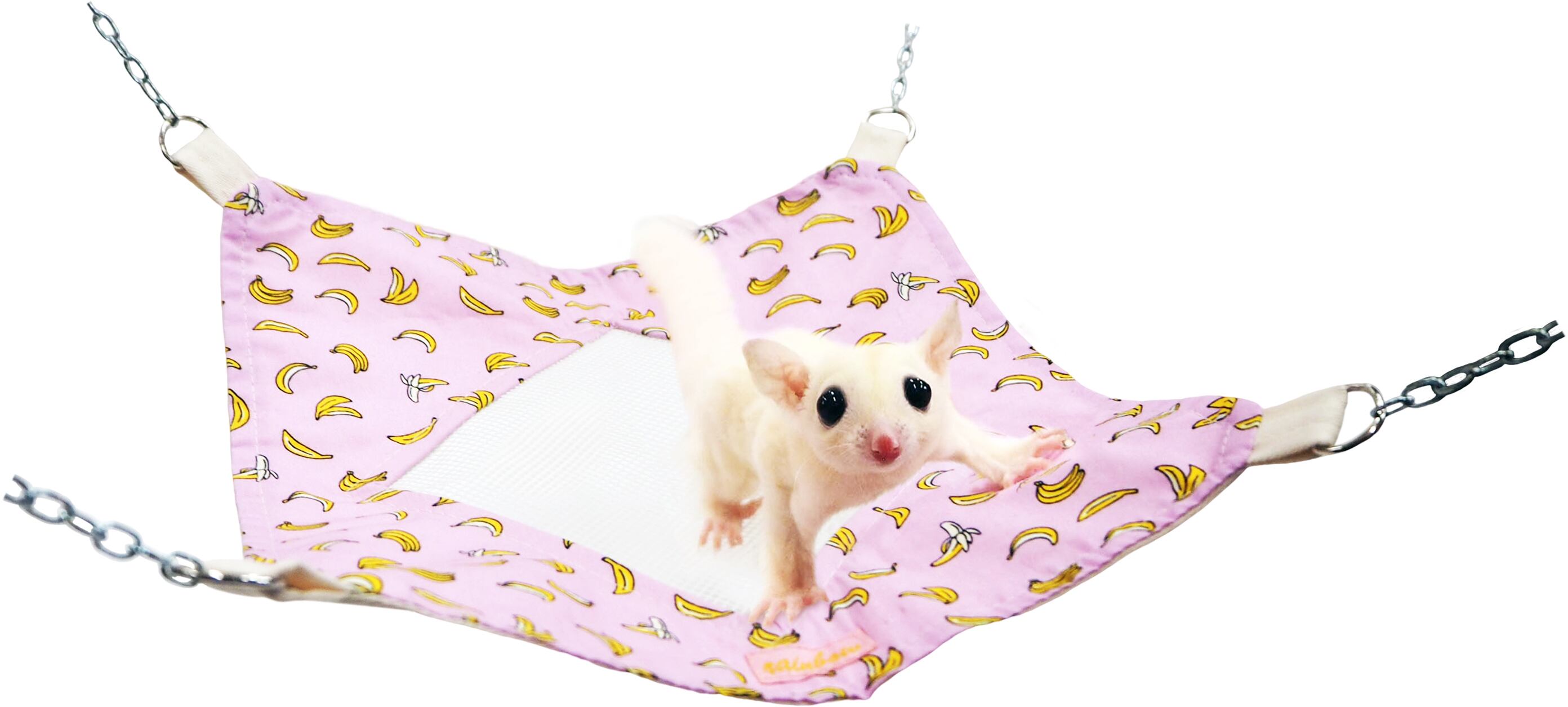 【小動物用品】ミニメッシュハンモック バナナ ピンク