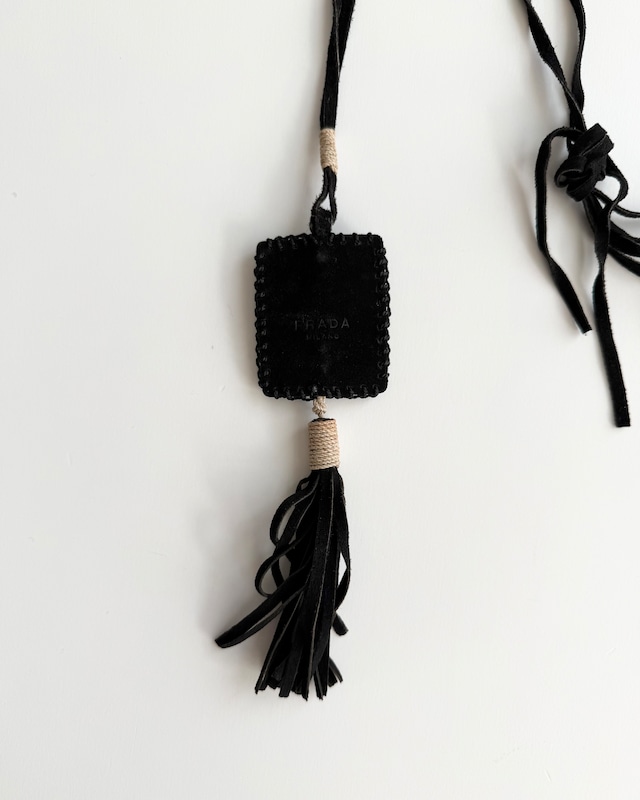 1993. PRADA LEATHER FRINGE NECKLACE