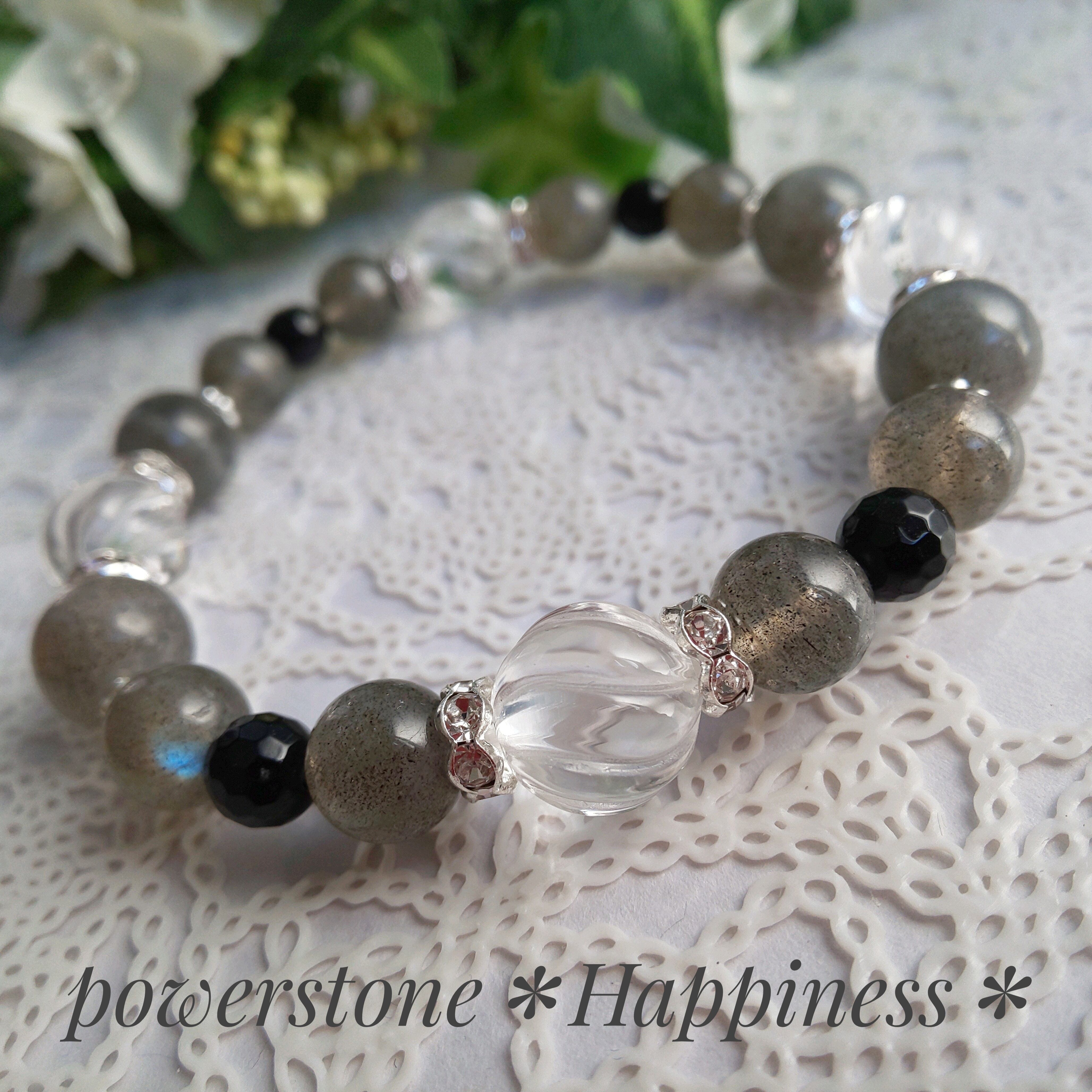 天然石【ラブラドライト】【オニキス】【水晶】パワーストーンブレスレット