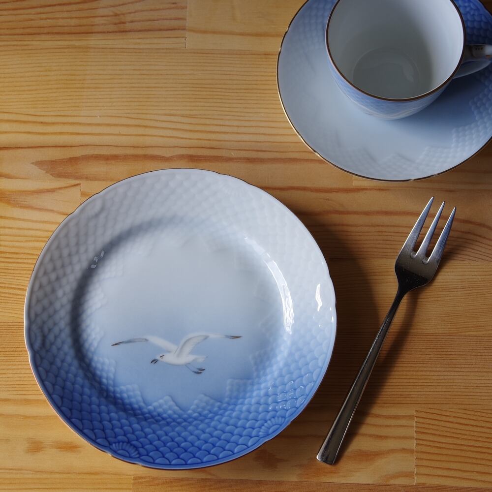 北欧デンマーク製 アンティーク食器 ケーキ皿 Bing&Grondahl かもめ柄