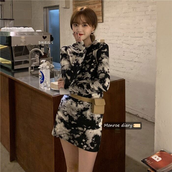 スタンダードドレス スプリングスカート スリムウェストショート レトロ 春物 モンロー86481582251