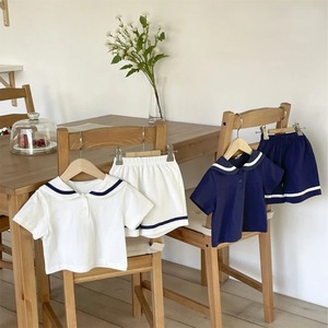 【BABY&KID】マーメイド襟トップス&ショートパンツセットアップ