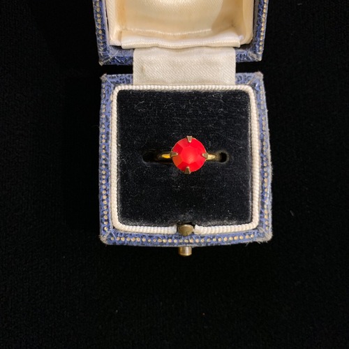 Red round glass pinky ring
