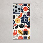 受注生産 iPhoneケース 花と小鳥の民芸総柄｜鳥モチーフ FMSY099C