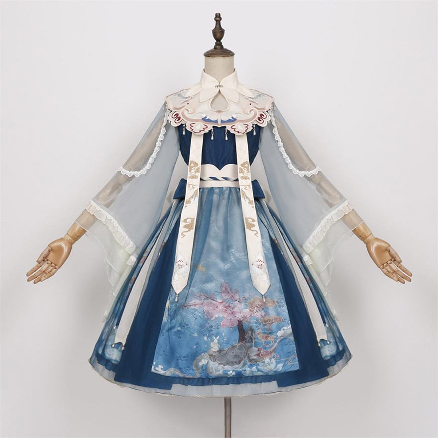 ゴスロリ チャイナドレス 中華ロリィタ セットアップ ケープ ジャンパースカート イベント衣装