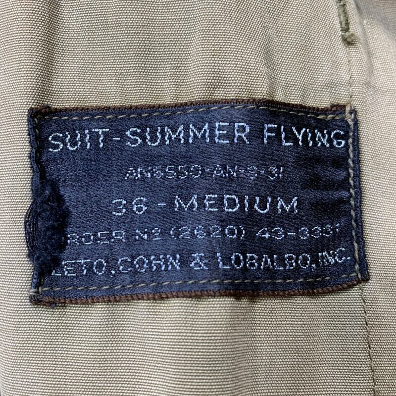 40s 米軍 AN-S-31A サマーフライトスーツ ツナギ 36R 40's【ビンテージ