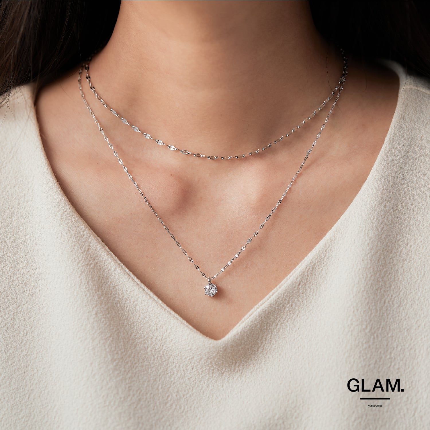 ジルコニアペタルチェーンネックレス | 金属アレルギーに悩む女性向け
