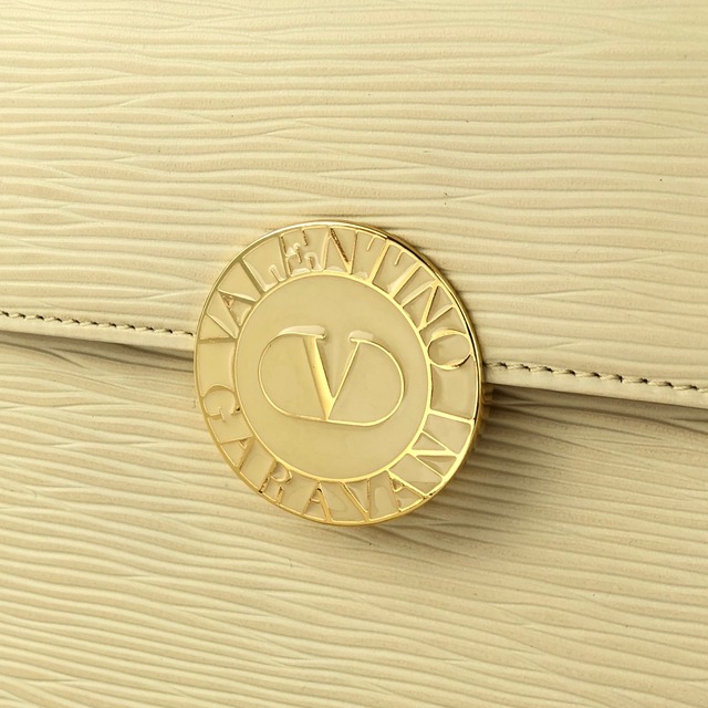 VALENTINO GARAVANI ヴァレンティノ ガラヴァーニメダル　ロゴ　ハンドバッグ　ショルダーバッグ　2WAY ホワイト　vintage　ヴィンテージ　オールド　4bcm6m