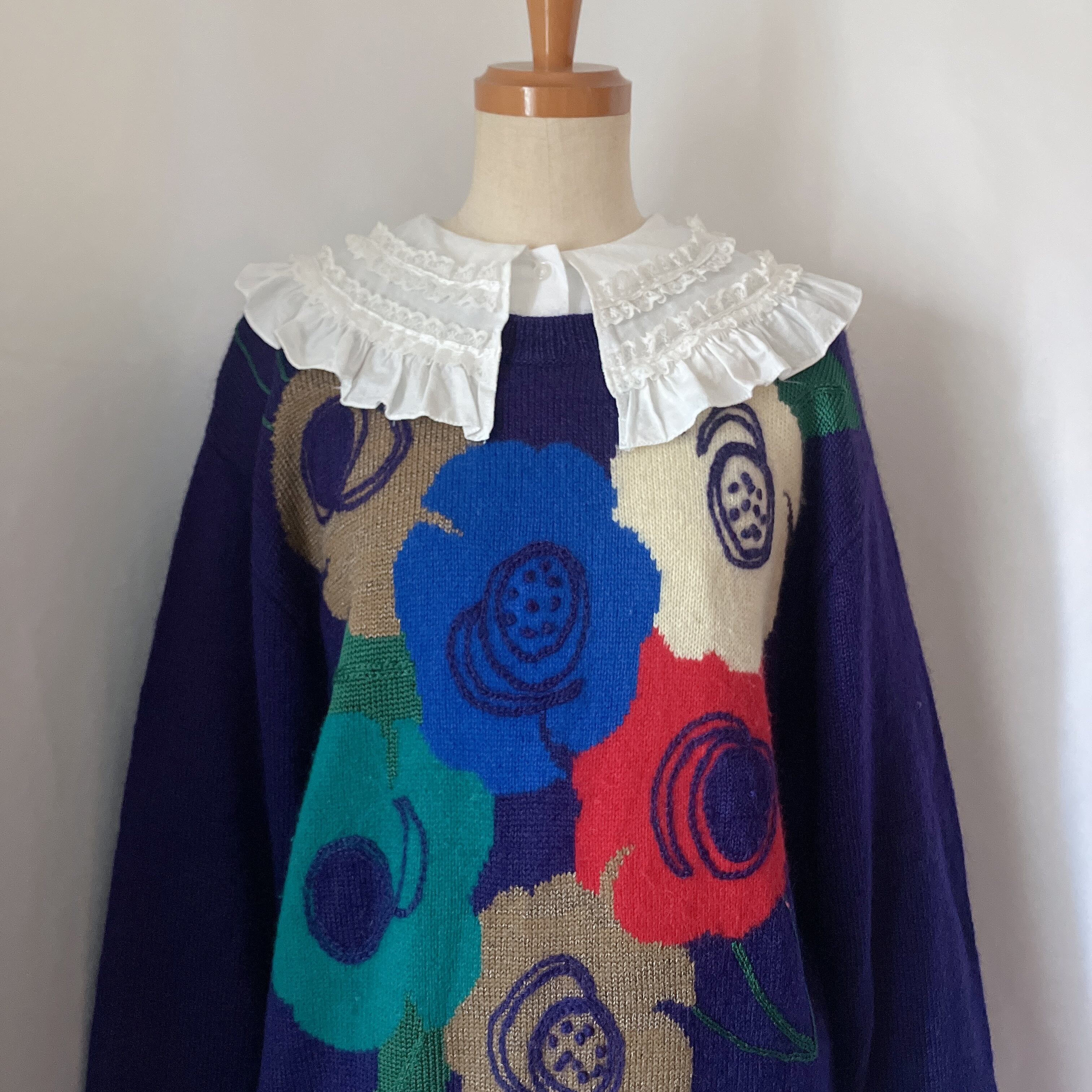 used レトロ お花 ニット マルチカバー 古着 ヴィンテージ vintage SALE | 古着屋mojo