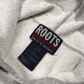 カナダ製 ROOTS ルーツ ビッグロゴ プリント スウェット パーカー サイズ L /グレー/メンズ/ビンテージ